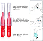 BBTO 100 Pcs Braces Dental Brush Flosser for Cleaner Interdental Brush Toothpick Tooth Flossing Head Oral Dental Toothpick Cleaners Cleaning Tool(Red)