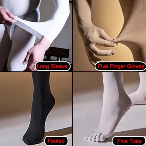 LESOYA Women Men 120D Velvet Sheer Full Bodystocking High Elastic Sheer Bodysuit Catsuit with Gloves Toes