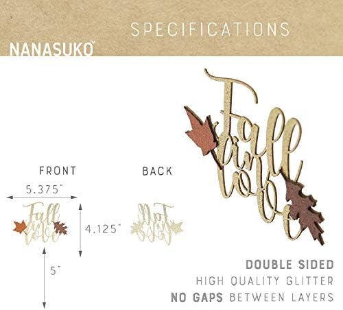 Cake Topper - Fall in love - Double Sided gold glitter with fall colors leaves - Premium quality Made in USA