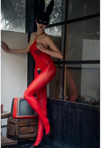 Body Stockings for Women Oil Shiny Bodystocking 5D Neck Sling Bodysuit Catsuit Nylon Shiny Pantyhose