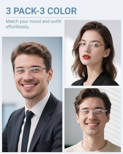 TERAISE Rimless Reading Glasses for Men Women, Blue Light Blocking Reading Glasses Ultralight Frameless Reader Men