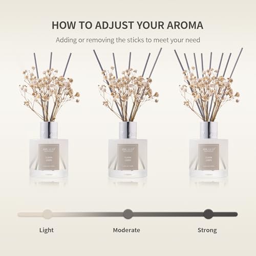Airkeep Reed Diffuser Set,3.38 fl oz (100 ml) - White Tea Oil Diffusers with 8 Reed Sticks, Home Fragrance Reed Diffuser for Bathroom Shelf Decor