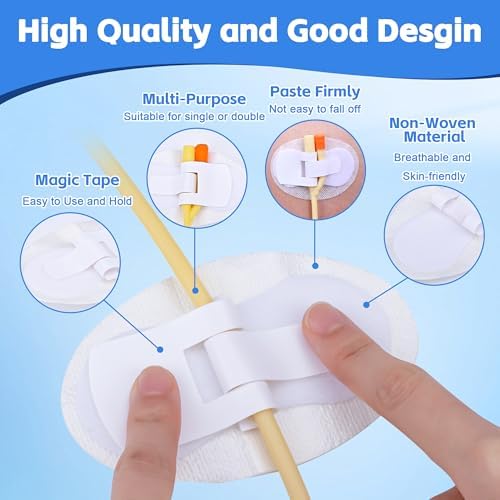 12 PCS Catheter Stabilization Devices, Foley Catheter Supplies, Urinary Leg Bag Legband Holder Sticker, Self Adhesive Catheter Tube Holder for PEG/G/Feeding Tube（White）
