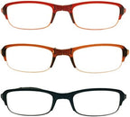 3 PRS Southern Seas Folding Reading +2.00 Glasses Travel 1x Black, 1x Brown, 1x Red Spectacles