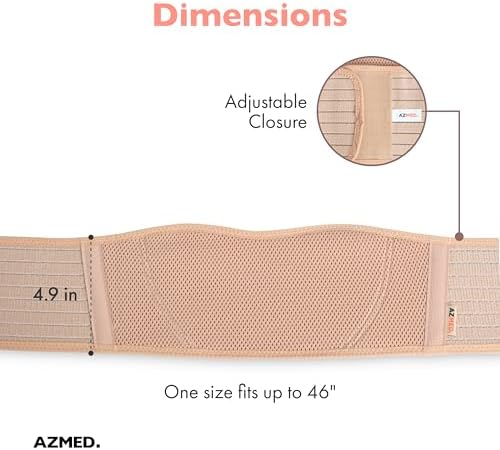 AZMED Maternity Belt Back Support - Adjustable Abdominal Binder for Pregnancy - Belly Band for Pelvic, Waist & Lower Back Comfort - Fits Up to 46 Inches - Beige