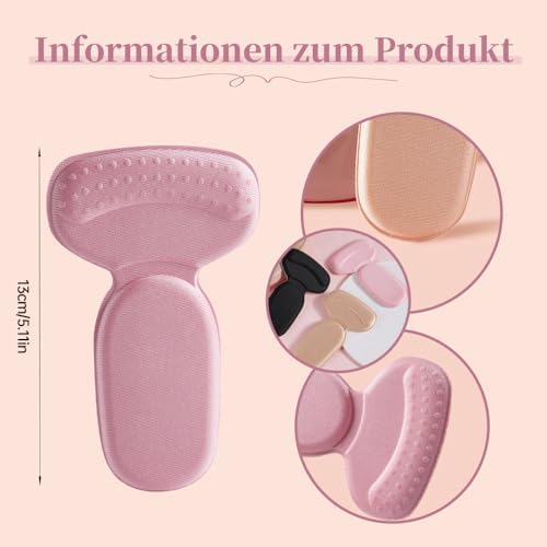 Heel Pads for Shoes, Anti-Slip Heel Liners Soft Cushion Heel Protector Pads for Women Men Shoes, Heel Grippers Heel Protector Sticker for Loose Shoes (8, Beige)