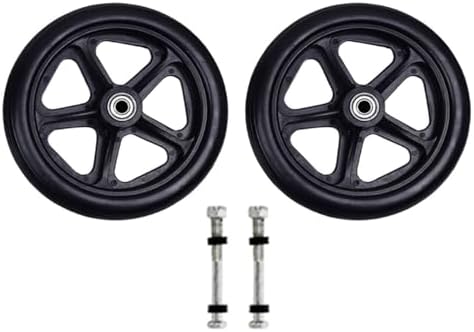 2Pcs 6/7/8in Heavy Duty Wheelchair Front Caster Flexible Solid Tire Wheel(Black,7 inches)