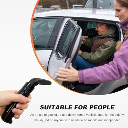 Car Door Handle for Elderly, Portable Car Door Handle Assist Grab Bar, Multifunction Vehicle Support Handle for Seniors and Handicapped, Auto Cane for Getting in and Out of Car (Black)