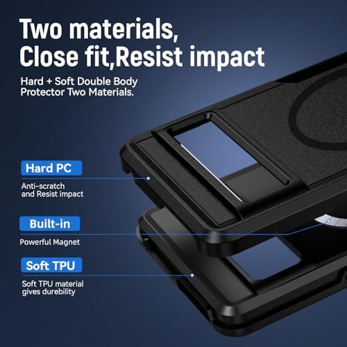 for Google Pixel 8 Case,[Compatible with Magsafe] [Military Grade Drop Tested] Shockproof Magnetic Tough Rugged Protective Phone Case -6.2 inch (Black)