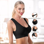 Sports Bra for Women - Plus Size High Support Workout Bra with Cooling Mesh (Full Coverage)(Black L)