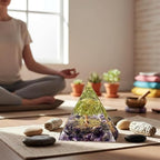 Tree of Life Orgone Pyramid for Positive Energy, Orgonite Peridot&Amethyst Healing Crystal Pyramids for Reduce Stress Chakra Reiki Healing Meditation Attracts Lucky and Success
