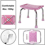 Stable Bath and Shower Chair Shower Bench for Adults Elderly Bathroom Stool Bathtub Seat for Disabled Adjustable Height Heavy Duty and Lightweight Portable, Pink