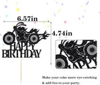 Motorcycle Happy Birthday Cake Topper，Black Flash Cake Pick,Motorcycle Party Decoration Birthday Party Cake Decoration