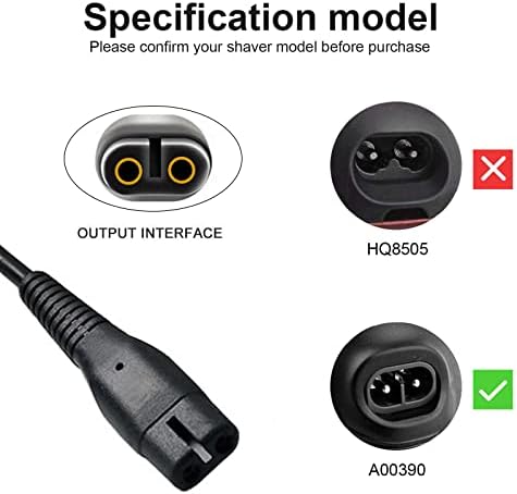 LinMei Adapter Power Cord 4.3V Compatible with Philips Norelco QP2520/90 QP2520/70 QP2520/72 A00390 BT3206 Electric Shaver Multigroom Beard Trimmer Adapter Power Charging Cord