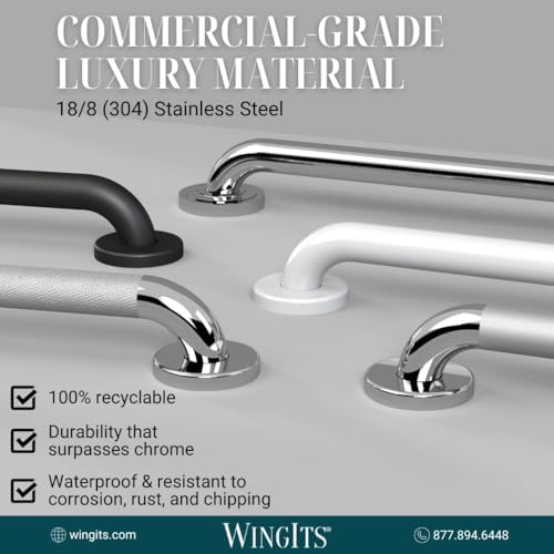 WingIts WGB5SSPE18 STANDARD Series 18-Inch Length x 1.25-Inch Diameter Satin Peened Stainless Steel Grab Bar