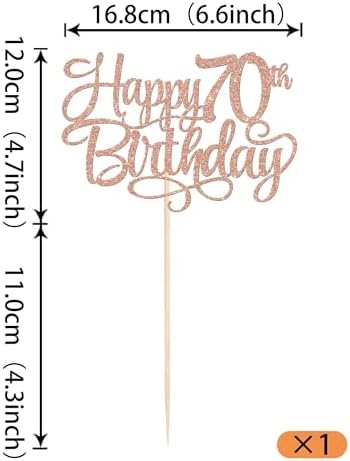 Rsstarxi 1 Pack Happy 70th Birthday Cake Topper Glitter Cheers to 70 Years Old Cake Pick 70th Birthday Party Decorations for Men Women 70th Anniversary Cake Decors Supplies Rose Gold