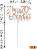 Rsstarxi 1 Pack Happy 70th Birthday Cake Topper Glitter Cheers to 70 Years Old Cake Pick 70th Birthday Party Decorations for Men Women 70th Anniversary Cake Decors Supplies Rose Gold