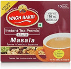 Wagh Bakri Instant Masala Tea | 3 in 1 Sugar+Milk Solids+ Tea | 10 Single Serve Sachets | 140g (4.93 Ounce)
