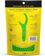 GRIN XtraFine Flosspyx, Floss Picks, 75 Count, Dental Flossers, Minty Flavor, Recycled Plastic, for Super Tight Teeth, Longer Floss Head, Slide Between Teeth, Includes Safe Soft Fold-Back Tooth Pick