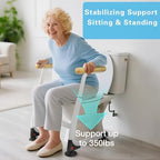 Toilet Safety Rails (350LBS), Adjustable Height Toilet Safety Frame for Elderly and Disabled, Stand Alone Toilet Safety Rails for Seniors, Handicap Toilet Rails Fits Most Toilets, Wood Color