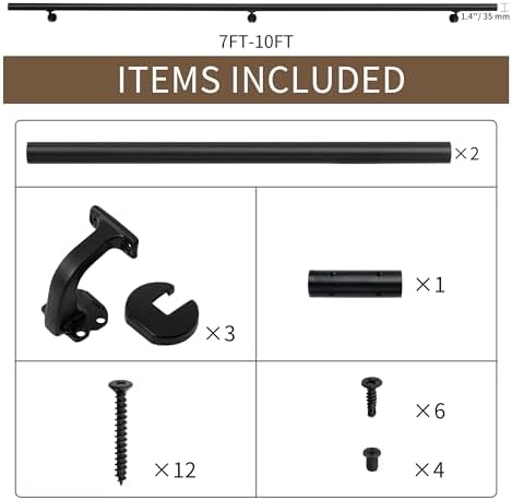10FT Handrails for Indoor Stairs,Deck,Slope,Modern Aluminum Handrail Set, Wall Mounted, with Zink-Alloy Brackets Aluminium Railing System,Rust Free. (Matte Black, 10 FT)
