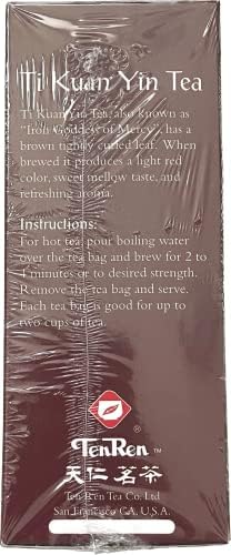 TenRen Ti Kuan Yin Oolong Tea (50 tea bags, individually sealed)