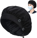 ABAMERICA 2 Pack Bouffant Caps with Button and Sweatband, Adjustable Scrub Caps for Women Men, One Size Multi Color