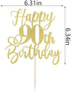 Glitter Happy 90th Birthday Cake Topper,Cheers to 90 Years,90th Anniversary Cake Topper、 men and women 90 years old happy birthday Party Decoration
