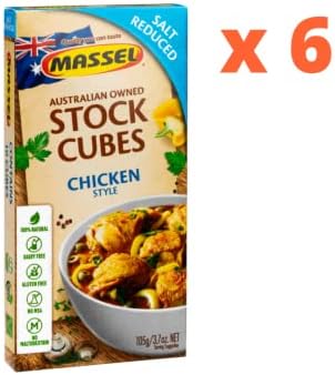 Massel Ultracube Salt Reduced Stock Cubes Chicken Style Broth - No MSG, Low Sodium and Gluten-Free Bouillon - Bulk Pack (6 x 105g)