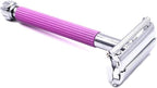 Parker 29L Lavender, Long Handle Butterfly Open Double Edge Safety Razor for Women, 5 Parker Premium Platinum Double Edge Razor Blades Included