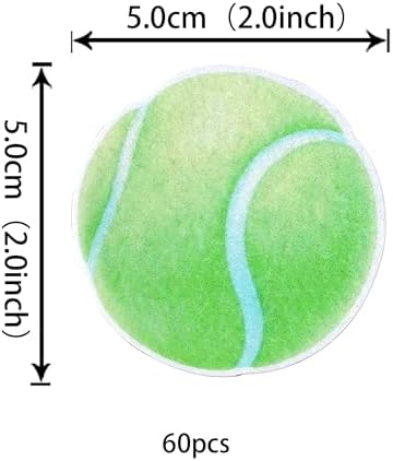 60 Pack Edible Tennis Balls Cupcake Toppers Wafer Paper Sports Ball Cupcake Picks Decoration for Tennis Sports Ball Theme Baby Shower Birthday Party Cake Decorations Supplies