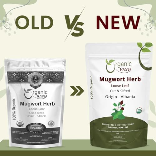 Organic Way Mugwort Herb Loose Leaf Cut & Sifted (Artemisia Vulgaris) Herbal Tea | Kosher & USDA Certified | Vegan, Non-GMO & Gluten Free | Raw from Albania (16 Ounce (pack of 1))