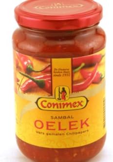 Conimex Sambal Oelek Hot Chilli Paste (Economy Case Pack) 11 Oz Jar (Pack of 6)