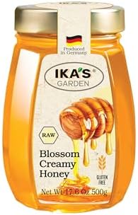 Ika's Garden Raw Blossom Creamy Honey - 100% Pure, Unfiltered, Gluten-Free – Product of Germany, 17.6 oz (500g) Jar