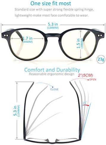 Reading Glasses Women Blue Light Blocking Round Readers +0.75 for Small Head/Petite Face Blue Ray Magnifying Cheaters 4 Pack
