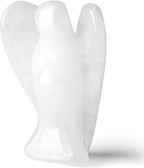 QINJIEJIE 3" Quartz Crystal Angel Decor Healing Statue - Polished Gemstone Big Guardian Angels for Office, Desk, Room - White Crystal Decorations, Spiritual Gifts