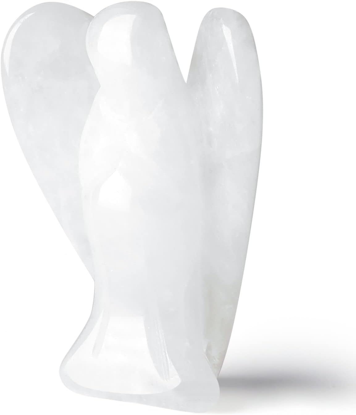 QINJIEJIE 3" Quartz Crystal Angel Decor Healing Statue - Polished Gemstone Big Guardian Angels for Office, Desk, Room - White Crystal Decorations, Spiritual Gifts