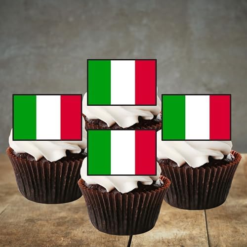 50 Italian Flag Edible Cupcake Toppers, Italy Flags, Italia Flags Of The World Mini Cake Decorations, Eurovision Party Decorations, Italy Cake Decoration Olympics Party Cookie Decor UNCUT