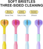 3 Sided Toothbrush with Tongue Scraper, 2026 New Upgraded Medium Extra Soft Toothbrushes for Adults and Youth, Multi-Angle Deep Clean for Gums, Sulci and Hard-to-Reach Back Teeth (A 4Pack)