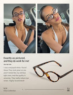 TIJN Olisa Blue Light Blocking Glasses for Women Men,Retro Oval Frame Bluelight Eyeglasses for Gaming/Computer/Screen
