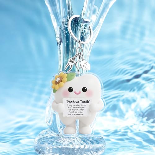 Positive Dental Assistant Accessories Dental Hygienist Gifts For Women Doctor Cute Tooth Keychain Dentist Gifts For Women Girl Friend Dentist Nurse Gift Emotional Inspirational Support Stuff