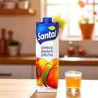 Santal 100% Natural Fruit Juice Peach Flavor 33.8 fl oz (1L) Tetra Pak No Added Sugar Made in Italy (1x 1L, Peach 100% Natural)