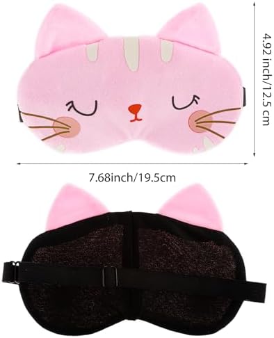 WLLHYF Cute Sleeping Eye Mask Soft Plush Cartoon Cat Blindfold Comfortable Animal Eye Cover Funny Novelty Sleeping Eye Shade for Women Men Kids Travel Nap Sleeping(Pink)