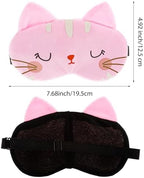 WLLHYF Cute Sleeping Eye Mask Soft Plush Cartoon Cat Blindfold Comfortable Animal Eye Cover Funny Novelty Sleeping Eye Shade for Women Men Kids Travel Nap Sleeping(Pink)