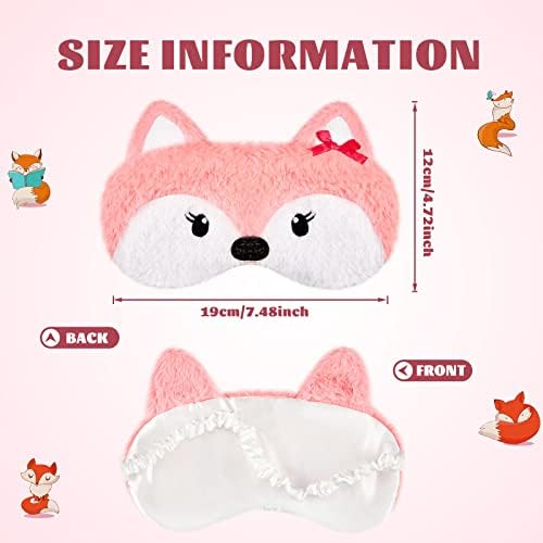 Haysandy 3 Pieces Sleep Mask for Kids Girls Cute Cat Sleeping Eye Cover Soft Mask Comfortable Funny Animal Night Eye Blindfold Cover for Kids Girls Women Home Travel(Fox)