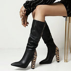 Vujkliy 11CM/4.33IN Fashion Pointed Toe Thick Heel Sexy Elegant Ladies Nightclub Boots High Knee High Pole Dance Boots