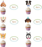 48 Pcs Pet Dog Party Cupcake Toppers for Puppy Birthday Baby Shower Party Decorations