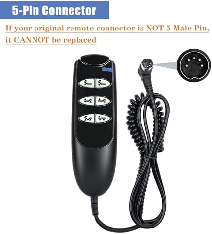 6 Button 5 Pin Remote Hand Control Handset for Electric Hospital Beds Model 15030 and Drive Medical Delta Ultra Light 1000 Semi
