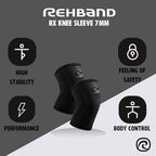 Rehband RX Knee Support for Strength Training & Fitness - 7mm Neoprene Knee Sleeve, Flexible & Non-Slip, Knee Sleeve for Men & Women, Colour:Carbon/Black - 1 Pair, Size:Small