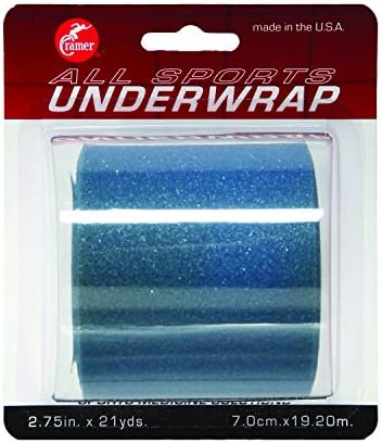 Cramer Tape Underwrap, Sports PreWrap for Athletic Ankle, Wrist, and Injury Taping Jobs, Hair Tie, Headband, Patella Support, Pre-Wrap Athletic Tape Supplies, 2.75" X 21 Yard Roll of Pre Wrap , Blue